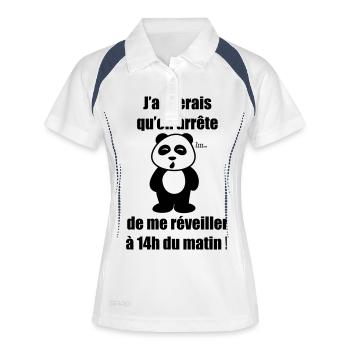 Pas du matin panda - Polo respirant Femme - blanc/marine - Devant