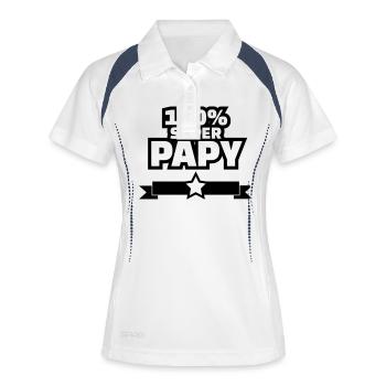 100% super papy - Polo respirant Femme - blanc/marine - Devant