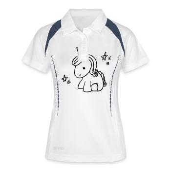 licorne - Polo respirant Femme - blanc/marine - Devant