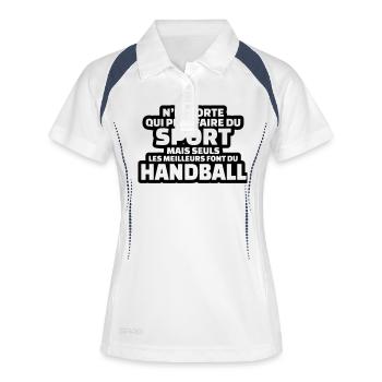 seuls les meilleurs font du handball - Polo respirant Femme - blanc/marine - Devant