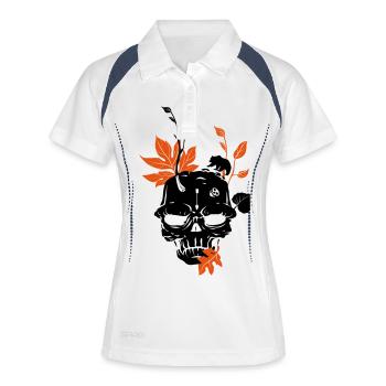 Bast - dead skull and bear and maple - Women's Polo breathable - white/navy - Front