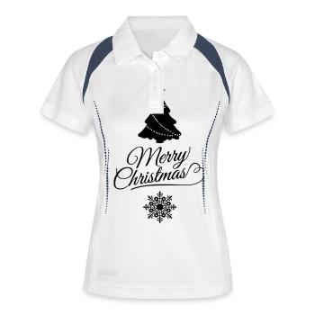 merry_christmas_3 - Frauen Polo atmungsaktiv - Weiß/Navy - Vorne
