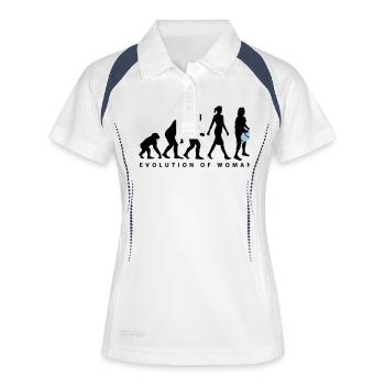 Evolution der Frau Djembe - Frauen Polo atmungsaktiv - Weiß/Navy - Vorne