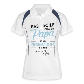 Papa informaticien - Polo respirant Femme - blanc/marine - Devant