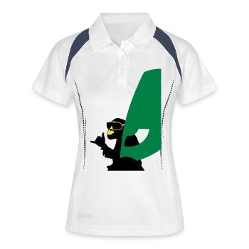 windsurfer singe - Polo respirant Femme - blanc/marine - Devant
