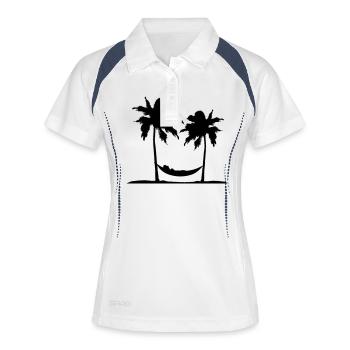 haengematte island sun palms chill relaxed ent - Women's Polo breathable - white/navy - Front