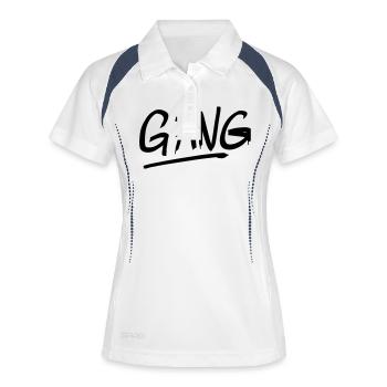gang handschrift tag - Frauen Polo atmungsaktiv - Weiß/Navy - Vorne