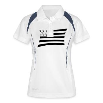 Flagge Breizh - Frauen Polo atmungsaktiv - Weiß/Navy - Vorne