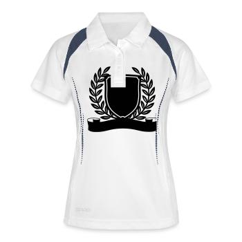 Banner / Wappen - Frauen Polo atmungsaktiv - Weiß/Navy - Vorne