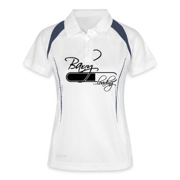 Baby Loading Girl - Frauen Polo atmungsaktiv - Weiß/Navy - Vorne