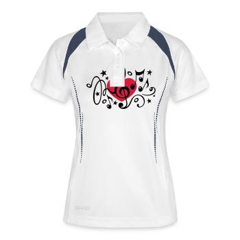 I love music musique cœur note classique chœur - Polo respirant Femme - blanc/marine - Devant