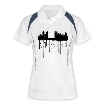 color stamp drop graffiti city metropolis sil - Women's Polo breathable - white/navy - Front