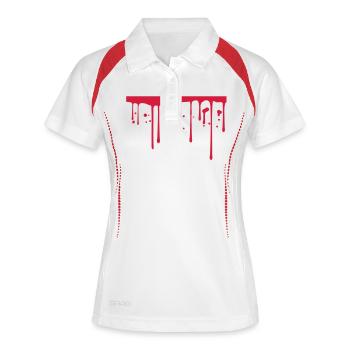 Gouttes de sang ligne soulignée - Polo respirant Femme - blanc/marine - Devant