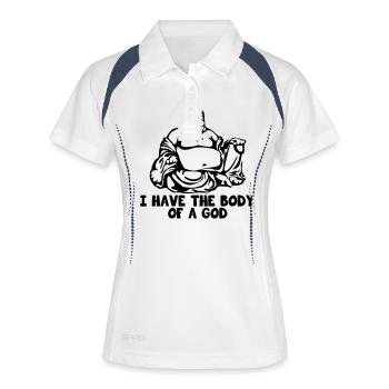 I Have The Body Of A God - Frauen Polo atmungsaktiv - Weiß/Navy - Vorne
