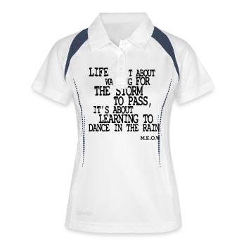 Life is about Dancing in the Rain - Polo respirant Femme - blanc/marine - Devant