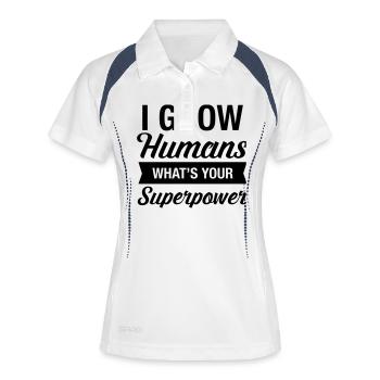I Grow Humans - What's Your Superpower - Polo respirant Femme - blanc/marine - Devant