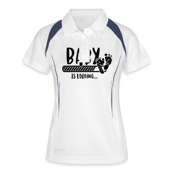 Baby is loading - Baby lädt-Schwangerschaft-Geburt - Frauen Polo atmungsaktiv - Weiß/Navy - Vorne