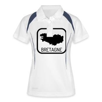 Bretagne / Breton / Bretonne / BZH / Breizh - Polo respirant Femme - blanc/marine - Devant