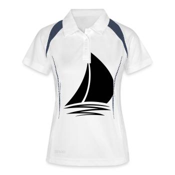 voile logo conception bateau à voile navire club m - Polo respirant Femme - blanc/marine - Devant