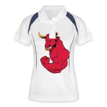 starker_stier_02 - Frauen Polo atmungsaktiv - Weiß/Navy - Vorne
