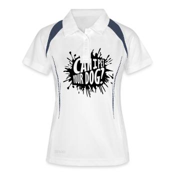 Pet your Dog Spruch - Frauen Polo atmungsaktiv - Weiß/Navy - Vorne