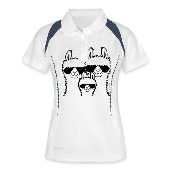 famille lama parents enfant - Polo respirant Femme - blanc/marine - Devant