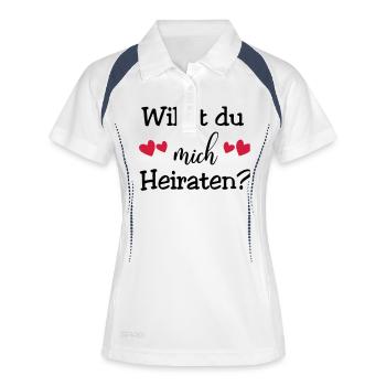 Willst du mich Heiraten - Frauen Polo atmungsaktiv - Weiß/Navy - Vorne