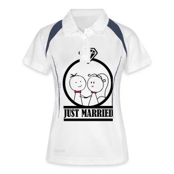 couple vient de se marier 001 - Polo respirant Femme - blanc/marine - Devant