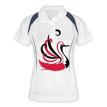 schwan - Frauen Polo atmungsaktiv - Weiß/Navy - Vorne