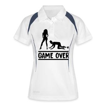 ehepaar game over - Frauen Polo atmungsaktiv - Weiß/Navy - Vorne