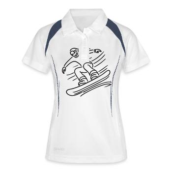 Snowboarder Snowboard - Frauen Polo atmungsaktiv - Weiß/Navy - Vorne