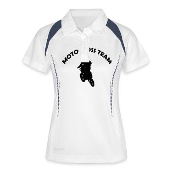motocross racing team - Frauen Polo atmungsaktiv - Weiß/Navy - Vorne