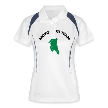 motocross racing team - Frauen Polo atmungsaktiv - Weiß/Navy - Vorne