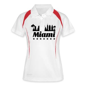 Miami Usa Skyline - Frauen Polo atmungsaktiv - Weiß/Navy - Vorne