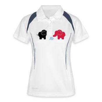 Elephants in Love with Baby - verliebte Elefanten - Frauen Polo atmungsaktiv - Weiß/Navy - Vorne