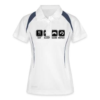Eat, sleep, game, Repeat - Polo respirant Femme - blanc/marine - Devant