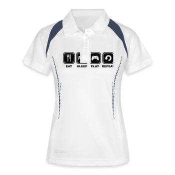 Eat, sleep, play, Repeat - Polo respirant Femme - blanc/marine - Devant