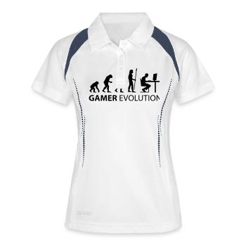 gamer evolution - Polo respirant Femme - blanc/marine - Devant