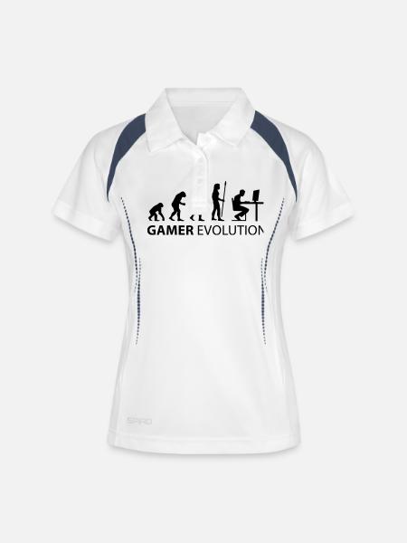 evolution_born_gamer - Polo respirant Femme - blanc/marine