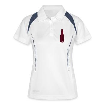 Bierflasche Smile - Frauen Polo atmungsaktiv - Weiß/Navy - Vorne