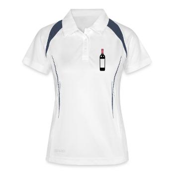 Rotwein-Flasche Weinflasche plonk - Frauen Polo atmungsaktiv - Weiß/Navy - Vorne