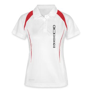 flûte à bec - Polo respirant Femme - blanc/marine - Devant