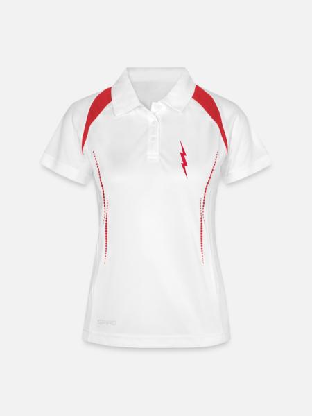 eclair foudre icon symbol 2405 - Polo respirant Femme - blanc/marine