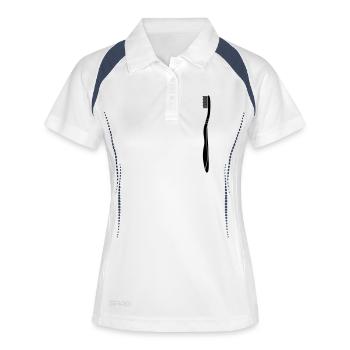 zahnbuerste zahnarzt putzen sauber machen zaehne w - Frauen Polo atmungsaktiv - Weiß/Navy - Vorne