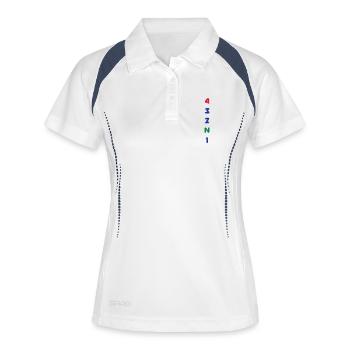 4 Gänge Gears long 3 colors - Frauen Polo atmungsaktiv - Weiß/Navy - Vorne