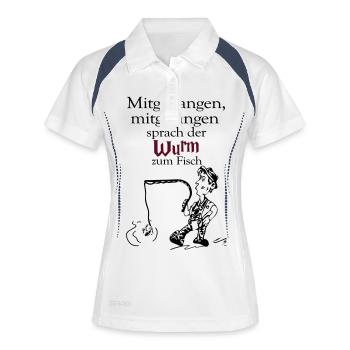 Mitgehangen, mitgefangen - Frauen Polo atmungsaktiv - Weiß/Navy - Vorne