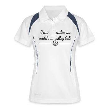 Coup de foudre au match de volley ball - Polo respirant Femme - blanc/marine - Devant