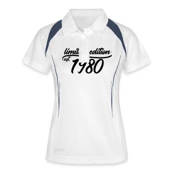 Limited Edition est 1980 - Frauen Polo atmungsaktiv - Weiß/Navy - Vorne