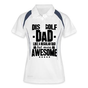 Disc Golf Dad - Frauen Polo atmungsaktiv - Weiß/Navy - Vorne