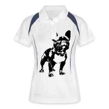 French Bulldog - Frauen Polo atmungsaktiv - Weiß/Navy - Vorne